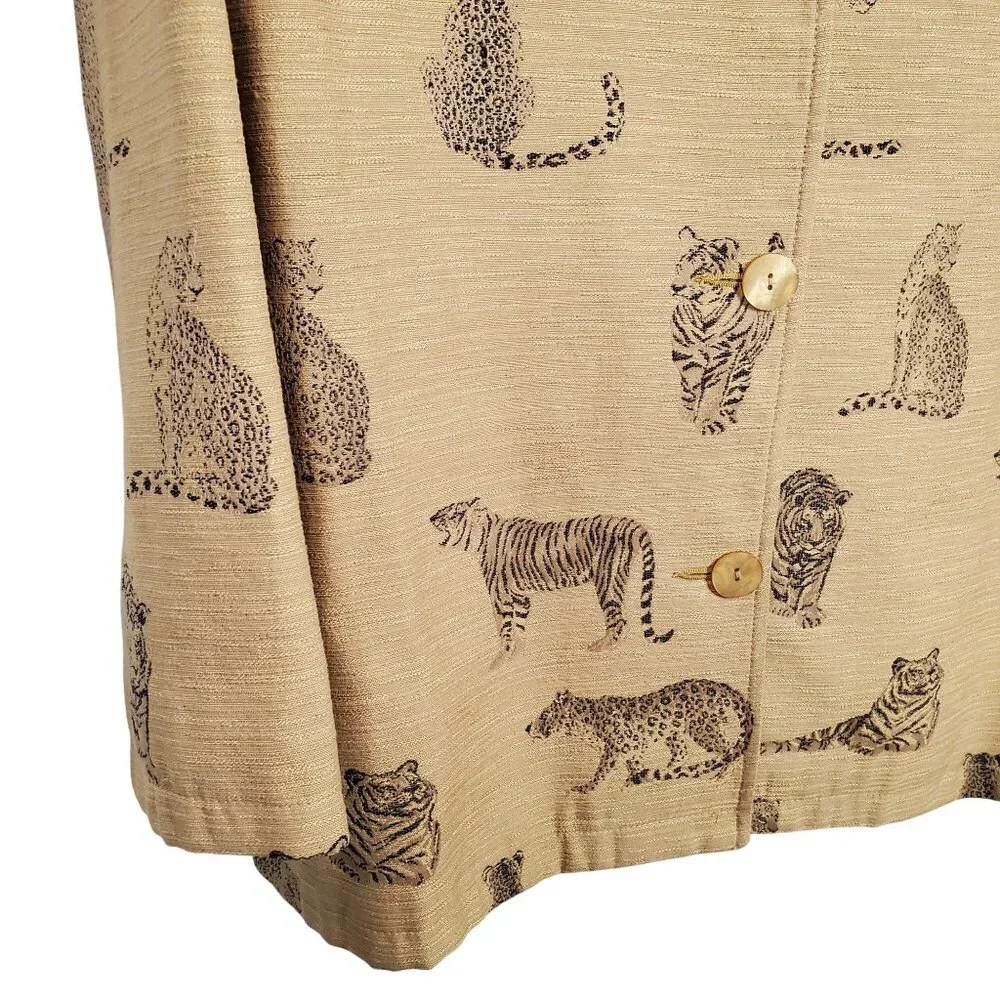 Giancarlo Ferrari Size 12 Shirt Jacket Zoo Safari Jungle Big Cat Tiger Lined Vtg - Picture 4 of 12